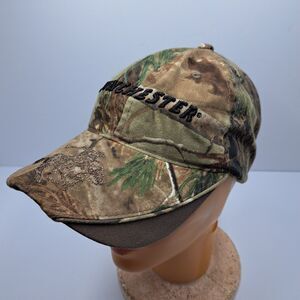 Vintage Winchester Camo Hunting Hat Realtree Camouflage Adjustable Snapback  Y2K